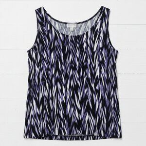 Chico's Travelers Tank Top Large Purple Black White Summer Wrinkle Resistant Top